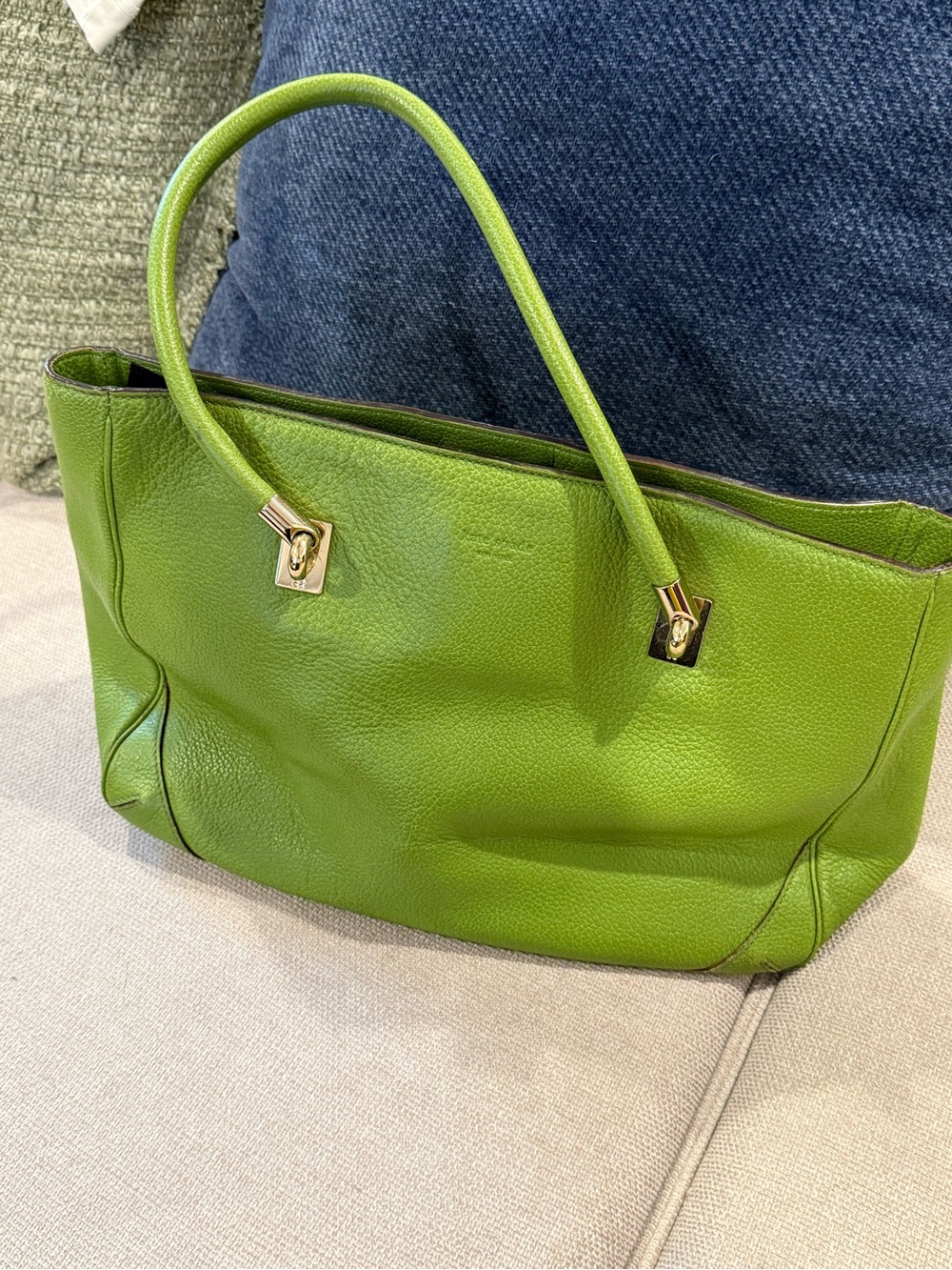 Kate Spade New York Green Pebble Leather Handbag - Bright Green Shoulder Bag